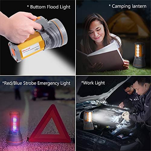 MAYTHANK Super Bright Handheld LED Torch with Lantern USB Rechargeable Large Battery 10000MA, Most Powerful Big Spotlight Flashlight Heavy Duty High Powered Searchlight — view 2