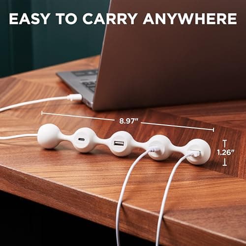 LEXON Peas HUB-C USB Hub with 2 USB-A and 2 USB-C Ports, Multiport USB extender for MacBook, Ultrabooks and Tablets, USB C to USB Adaptor, Supports Charging and Data Transfer - Yellow — view 3