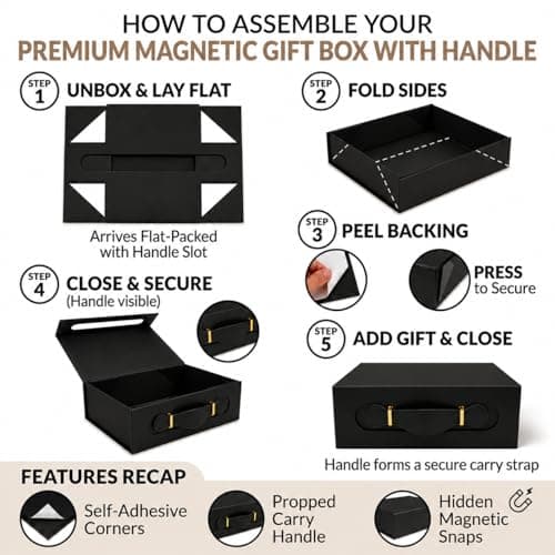 Emartbuy Black Folding Magnetic Gift Box 28.2 x 20.2 x 9.2 cm — view 5