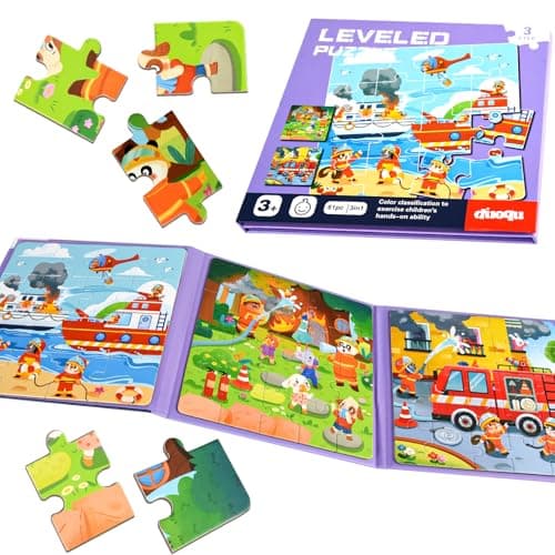 NEBURORA 61 Pieces Magnetic Puzzles for 2-5 Year Olds,Travel Games Travel Toys for Toddlers on Plane Car Ride, Jigsaw Games Plane Activities For Kids,Kids Birthday Gifts