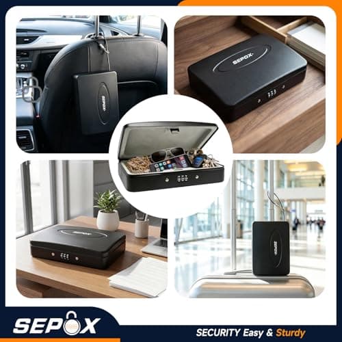 SEPOX® Water Fire Resistant Portable Security Lock Box, 91cm Cable, Combo — view 4