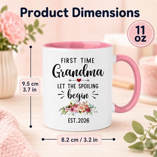 KREATIVE First Time Grandma Mug 2026 - New Grandmother Gift for Women - Pregnancy Reveal Announcement Coffee Cup - Pink Two-Tone Ceramic Tea Mug - Birthday Present for Nan Granny — view 2