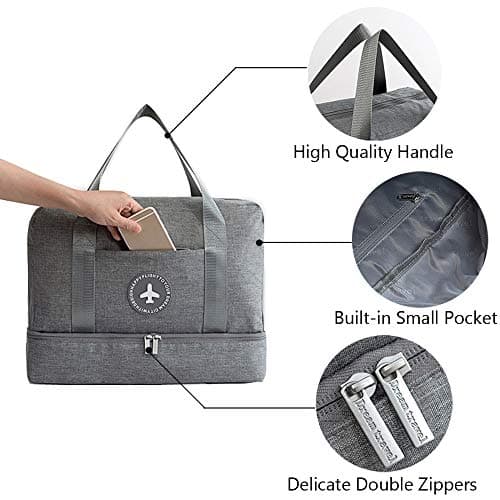 Kaxich Waterproof Gym Bag Duffle Bag Travel Overnight Bag Dry Wet Separation Weekender Handbag Sports Fitness Swim Tote Bag for Men Women (Green) 39 x 18 x 30cm/15.35'' x 7.08'' x 11.8'' — view 5