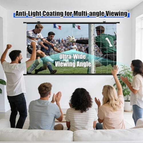 100 inch Projector Screen, Portable Projector Screen for Outdoor Indoor, Wall Mounted ALR Projection Screen Hanging Movie Screen for Bedoom, Backyard, Home Theater, 4k 16:9 — view 6