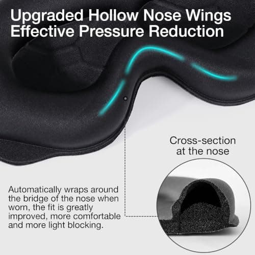 ONTERATE 6D Sleep Mask, Light Block 0 Pressure with Earplugs & Pouch, Rose — view 4