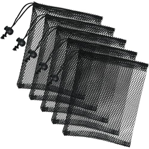 LICQIC Polyester Mesh Drawstring Bag, Net Bags, 5 Pcs 14×19 cm