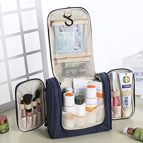 Travel Hanging Toiletry Bag for Women and Men, Toiletries Organizer, Bathroom Shaving Kit for Cosmetics, Makeup Case Wash Bag (Gold R) — view 3