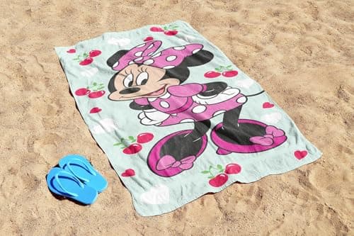 Jay Franco Kids Disney Minnie Mouse 100% Cotton Beach Towel - 71 x 147cm Super Soft Bath Towel, Pool & Travel, Official Licensed Product, Green — view 6