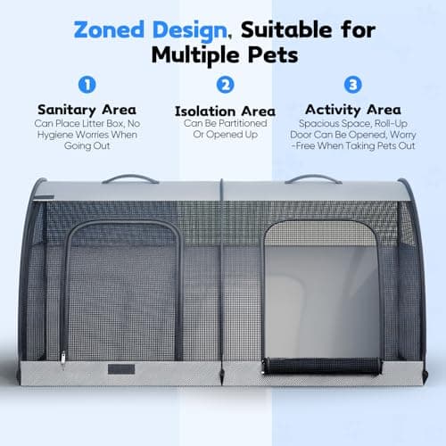 Foldable Pet Car Carrier Bag 100×50×50cm, Dual-Compartment Dog Car Seat for 2 Cats/Medium Animals, Breathable Mesh Pet Travel Crate with 4 Side Doors/Storage Pocket, Collapsible Portable Pets Carrier — view 4