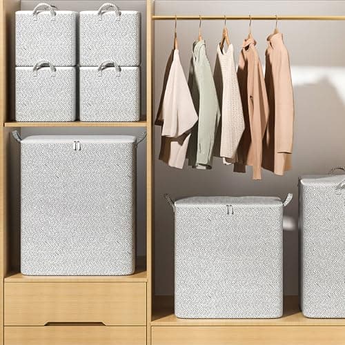 2er Pack Storage Bags Foldable with Zipper and Handle Closet Space Saver Stackable Bins Containers Moving Boxes Organizer for Clothes Outdoor Bedding Blankets Pillows Quilt Suitcase (110L) — view 6