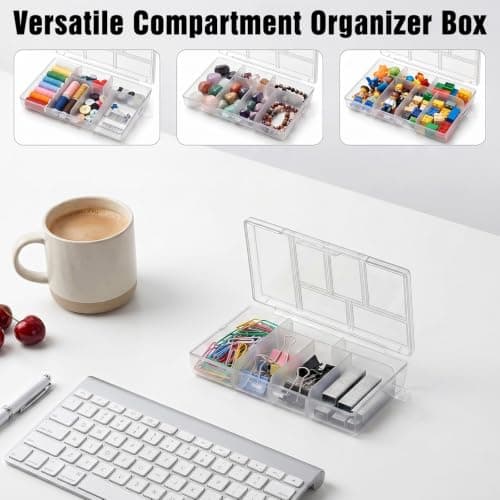 Matwsec 2 Pcs Small Plastic Box with Dividers, Jewellery Grid Storage Box — view 4