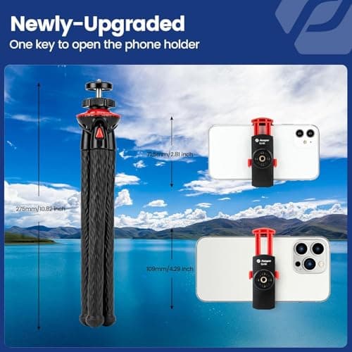 Fotopro Flexible Tripod for iPhone Camera, UFO2 Waterproof Mini Phone Tripod Stand with Remote and Clip, Durable Rubber Legs Travel Vlogging Kit Compatible with iPhone 16 15 14, Samsung, GoPro, Canon — view 6