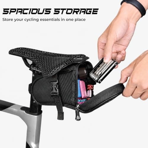 Byking Bike Saddle Bag – Waterproof Bicycle Seat Bag with Reflective Strip, Under Seat Storage Pouch for Tools & Essentials, Secure Cycling Saddle Bag — view 2