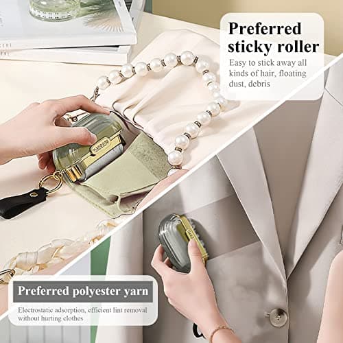 Modixun Double-sided Travel Portable Lint Roller with Hand Strap, Reusable Mini Extra Sticky Dog Cat Pet Hair Remover, Luxury Lint Remover for Clothes Bag Dust Fuzz Fur with 4 Refills, Grey — view 3