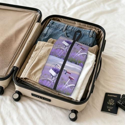 Lavender Field Retro Bike Agriculture Print Waterproof Shoe Bag Travel Bag with Carry Strap Storage Bag Versatile Cosmetic Bag-2pcs — view 6