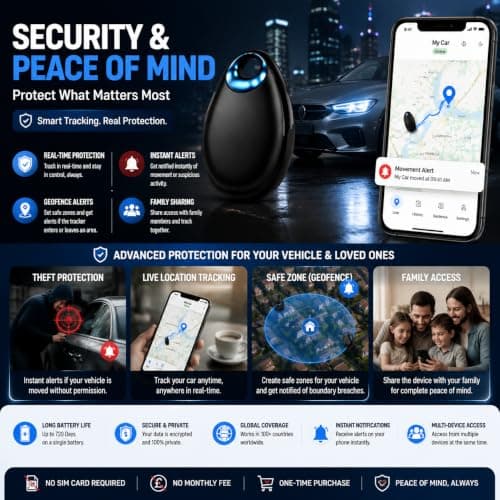 GPS Tracker for Vehicles,Mini Car GPS Tracking Device with Real-Time Location,No SIM Required, No Monthly Fee or Subscription,Hidden Anti-Theft GPS Locator for Cars,Luggage,Compatible with iOS&Android — view 5