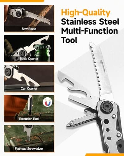 Multi-Tool, 22 in 1 Stainless Steel Pocket Multitools Pliers with, Can Opener and Screwdriver, Folding Multi Tool Portable Multi-Functional Utility Pliers for Camping, Outdoor Activety, Repairing — view 3