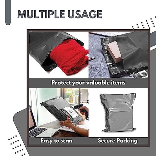 JeeJaan® 50 Pcs Mixed Grey Postage Bags 10 x 14 & 12 x 16-2 Sizes 25 from Each Poly Postal Self Seal Bags Envelope Postal Courier Shipping Mailers Ideal for Shipping Purpose Mixed Grey Mailing Bags — view 2