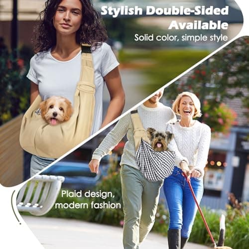Pawaboo Small Dog Sling Carrier,for 3-10 lbs Pets, Light Khaki — view 5
