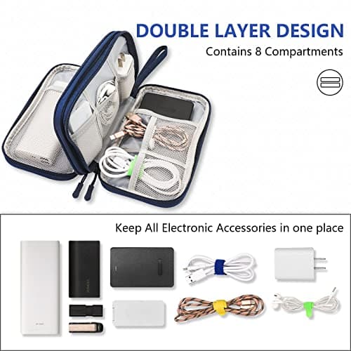 Teskyer Travel Cable Organiser Bag, Travel Essential, Navy Blue — view 3