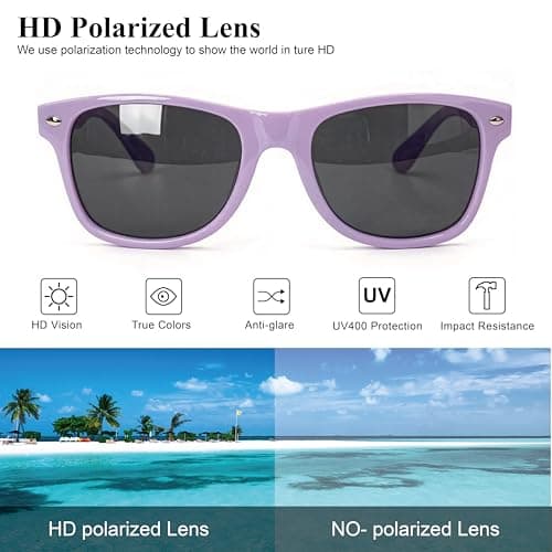 toTravelGear Polarized Sunglasses for Women Men Trendy Rectangle Sun Glasses for Driving Travelling Hiking UV Protection(Lavender) — view 5