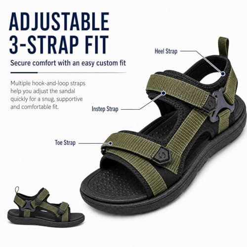 Hixingo Men's Sandals Size 8-10.5 UK Wide Fit Sandals for Men Summer Beach Slippers Lightweight Slip-on Adjustable Strap Non-Slip Sole for Walking, Pool, holiday (Blue,10.5) — view 5