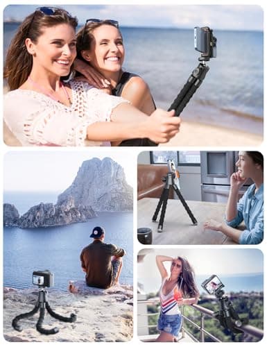 Pnitri Tabletop Tripod for Travel, Flexible Phone Stand for Video Recording — view 6