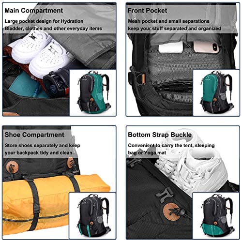 G4Free Hiking Backpack 50L Waterproof Backpack with Rain Cover for Mountaineering Travel Camping Trekking Outdoor Sports for Men Women, Black, L, Backpacks — view 2