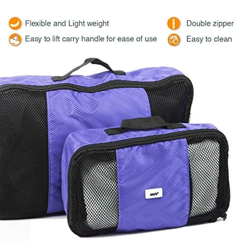 ANSIO Packing Cubes for Suitcase, 6-Piece Travel Luggage Organiser, Purple — view 4