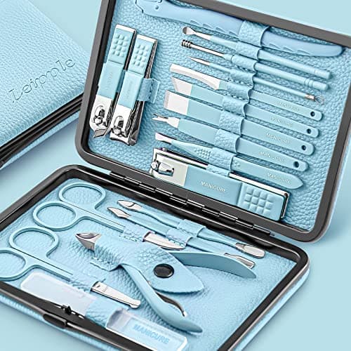 Manicure Set Professional Pedicure Kit Nail Clippers Kit 18 Pcs,Blue