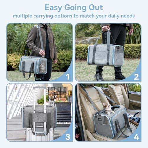 Petsfit Small Cat Carrier Airline Approved ，Expandable Carrier for Kitten Puppy Bunny,41L x 23W x 25H centimetres — view 3