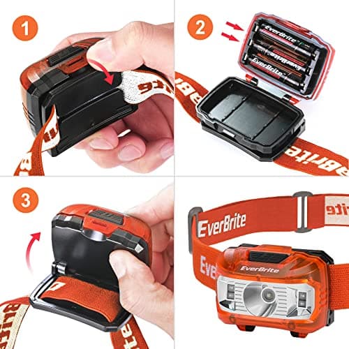 EverBrite 150-300 LM LED Head Torch Battery Powered(2 Pack, Orange) — view 5