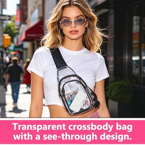 KASESSS Clear PVC Sling Bag, Stadium Approved Transparent Crossbody Chest Bag, Fanny Pack for Women Men with Adjustable Strap, Water Resistant Waist Pack for Concerts Sports Travel Daily Use — view 3