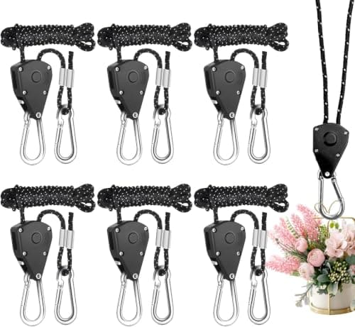6 Pack Self Lock Camping Rope Tensioners with Reflective Rope