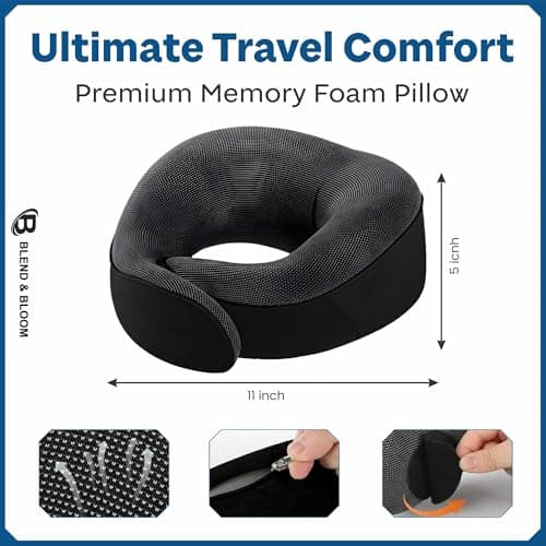Blend & Bloom Travel Pillow for Airplane, Black — view 2