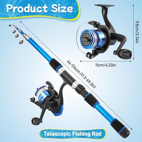 Starvortex Kid Fishing Rod Starter Set, Telescopic Fishing Rod and Reel Set — view 2