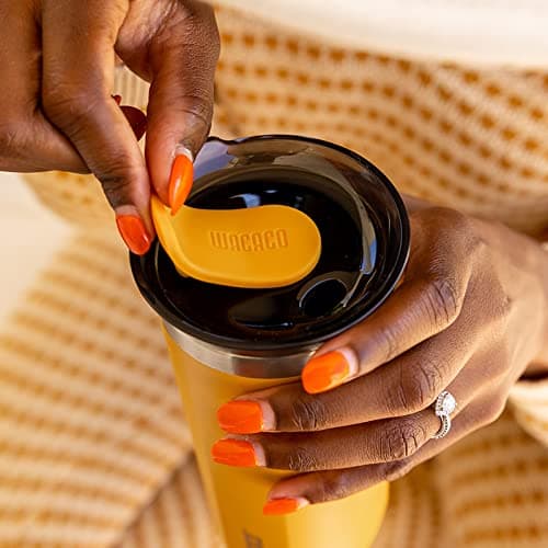 WACACO Octaroma Grande Vacuum Insulated Coffee Mug, Double-Wall Stainless Steel Travel Tumbler with Drinking Lid, 15 fl oz (435ml), Yellow — view 2