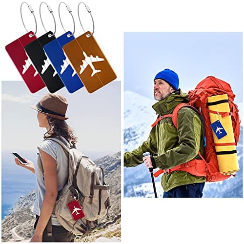 Vicloon 4 Pcs Luggage Tag, Luggage Labels Travel Suitcases Aluminium Tags, Aluminum Luggage Tag with Name ID Card for Luggage Baggage Identity ID Labels — view 6