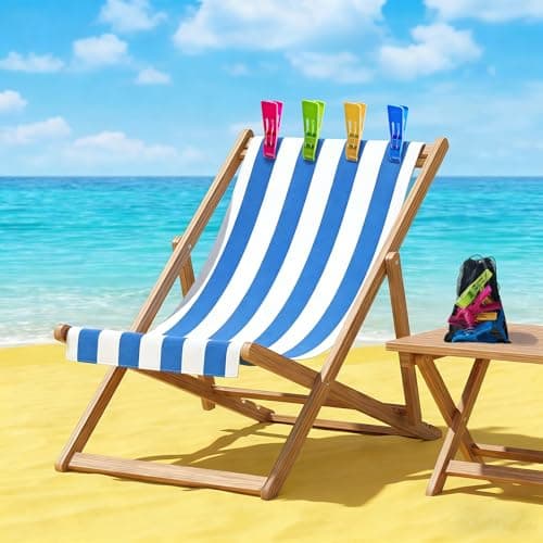 Beach Towel Clips 8 Pcs, Bonilife Large Laundry Clips Strong Grip Non-Slip Plastic Towel Pegs for Sun Loungers, Pool Chairs, Sunbeds, Holiday Essentials, 4 Colors, for Home, Garden, Travel — view 3