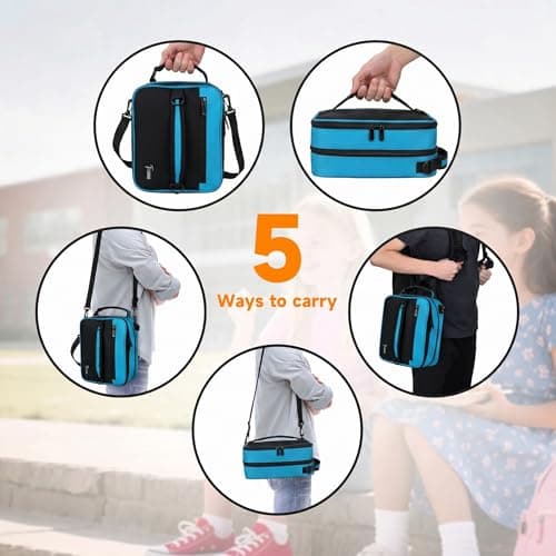 Kato Tirrinia Expandable Insulated Lunch Bag, 10L Lunch Cooler Bag with Shoulder Strap for Men and Women, Leakproof Lunch Box Bag, Suitable for Work School Travel Picnic Camping Beach, Gray — view 6