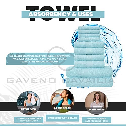 GC GAVENO CAVAILIA Soft 100% Cotton 10 Piece Towel Bale Set, Aqua — view 4