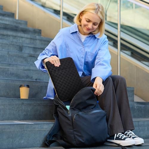 jooeer Laptop Sleeve Case 15.6-16 Inch Compatible with MacBook Pro M4/M3/M2/M1 16" Chromebook Notebook 15.6/16", Protective Waterproof Polyester Padded Computer Cover with Accessory Bag, Black — view 6