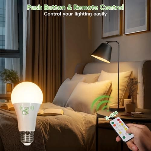 Kimjo E27 7 W Rechargeable Light Bulb with Remote Control, 3 Color, 2 Pack — view 3
