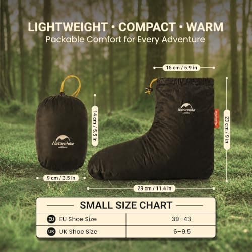 Naturehike White Goose Down Footwear Black Small EU 36-39 – Lightweight Thermal Down Foot Covers for Camping & Travel — view 2