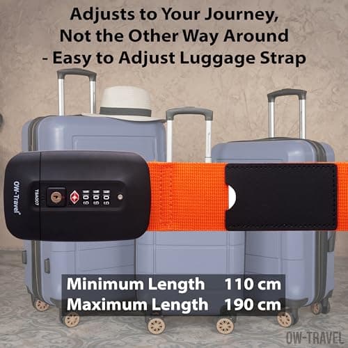 OW-Travel Lockable Luggage Straps for Suitcases with TSA Lock, Orange — view 5