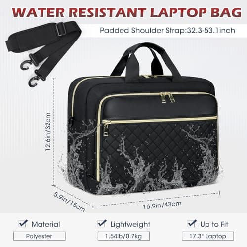 NEWHEY Laptop Bag for Women 17.3 inch Large Briefcase Teacher Work Bag — view 3