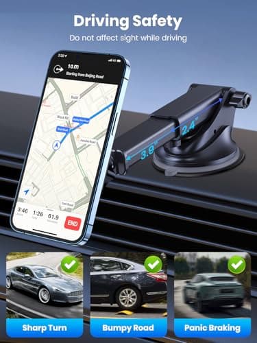 TOPK Car Phone Holder, Magnetic Phone Car Mount for Windshield and Dashboard,[Strong Suction] Adjustable Long Arm with Strongest Magnet for Cellphones — view 5