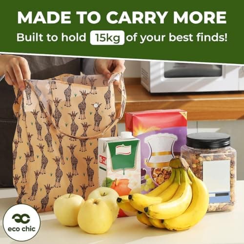 ECO CHIC Lightweight Foldable Reusable Shopping Bag Water Resistant Tote Bag (Lavender with Dragonfly Lilac) — view 3