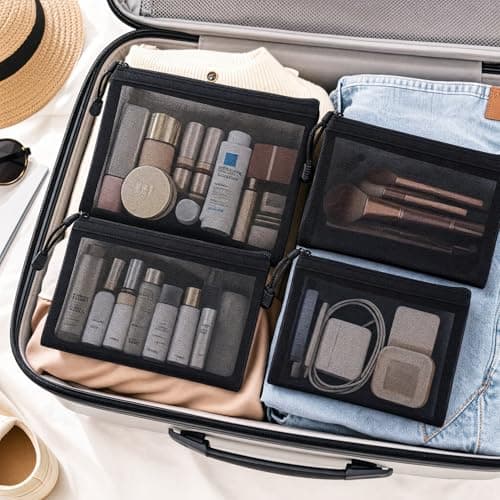 6 Pack Mesh Cosmetic Pouches with Zip, 3 A5 & 3 A6 Makeup Bags — view 4