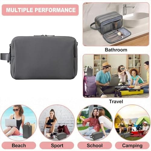 LAZYTAIL Men's Toiletry Bag, Travel Toiletry Organizer, Waterproof Shaving Kit Pouch For storing daily essentials like toiletries and cosmetics,Grey — view 3